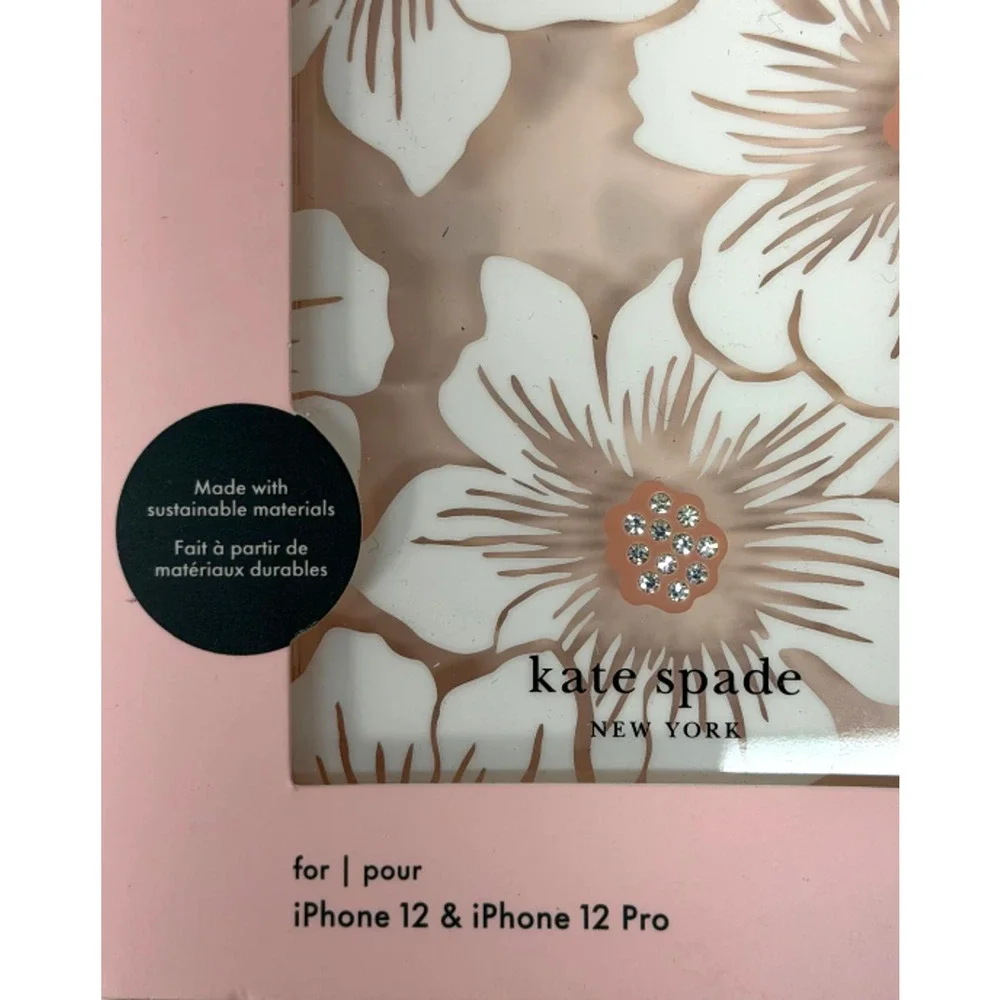 Kate Spade New York Protective Case iPhone12 &12 Pro Floral White Rhinestone